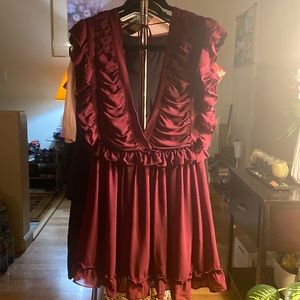 Burgundy Ruffled Doll Dress